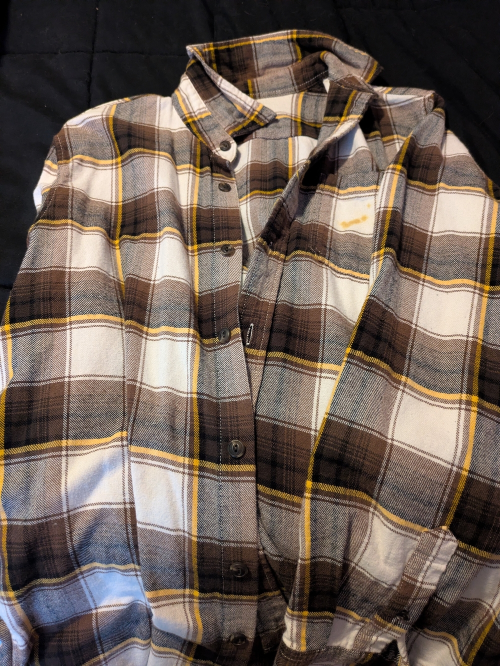 GAP Brown and Yellow Plaid Button-Down Shirt